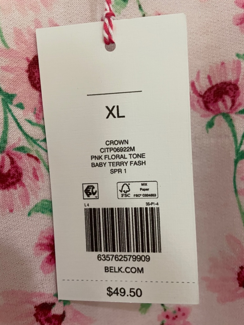 Crown and Ivy NWT pink floral top with ruffle sleeve XL - Picture 6 of 7